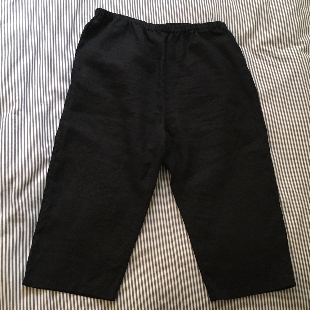 Garnet Hill Loose Cropped Linen Capri Pants 12 XL